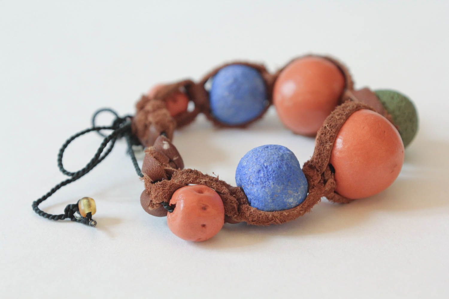 Bracelet made ​​of leather and polymer clay photo 4