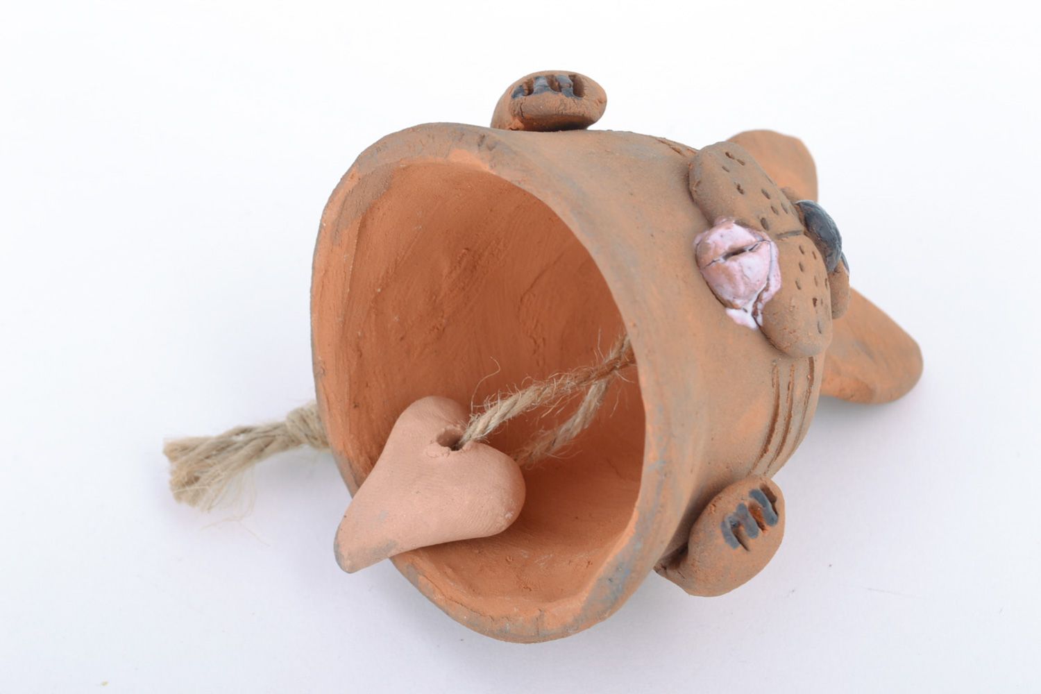 Campanello decorativo fatto a mano in ceramica carino coniglio in terracotta  foto 5