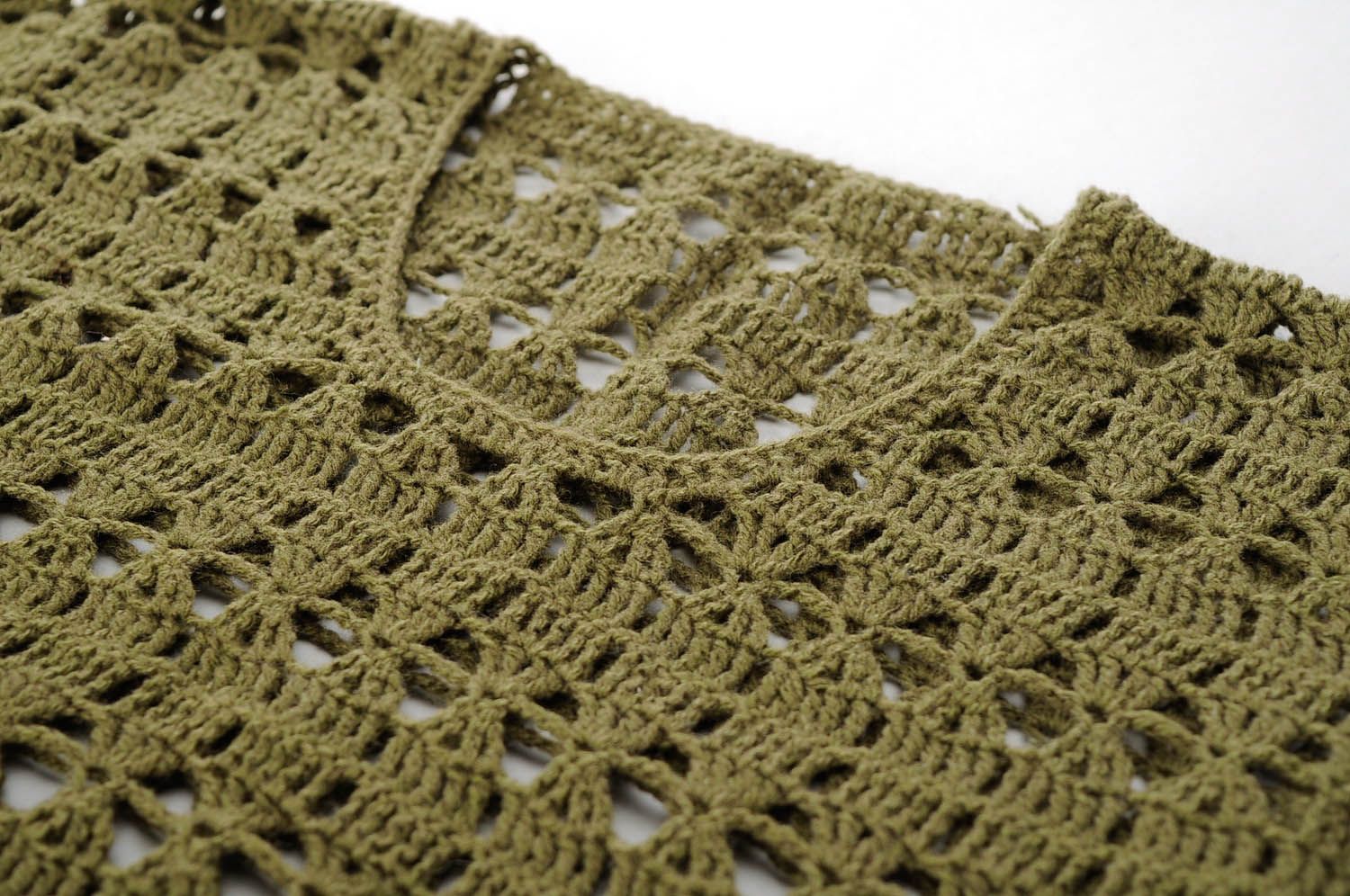 Crocheted tunic of olive color photo 4