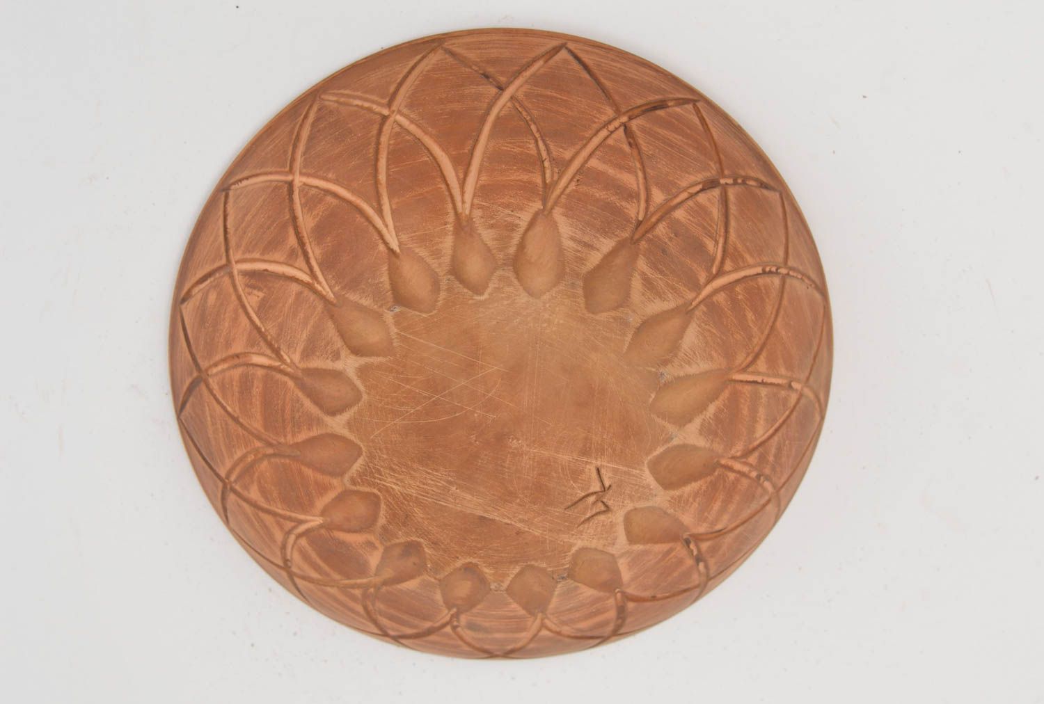 Bol en céramique creux brun à motifs original fait main joli large cadeau photo 3