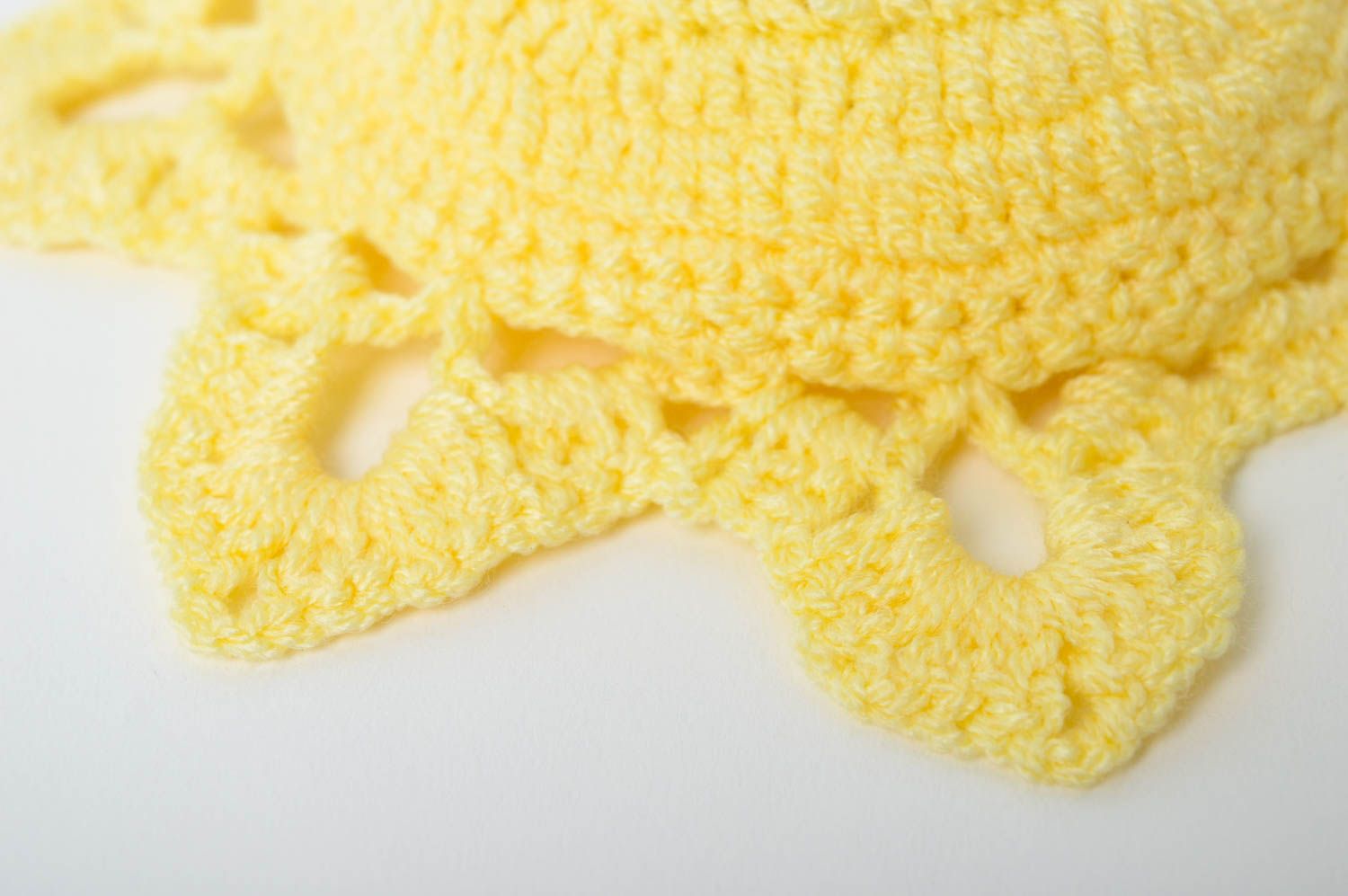 Flocon de neige tricot Déco fait main jaune design à suspendre Décoration Noël photo 5