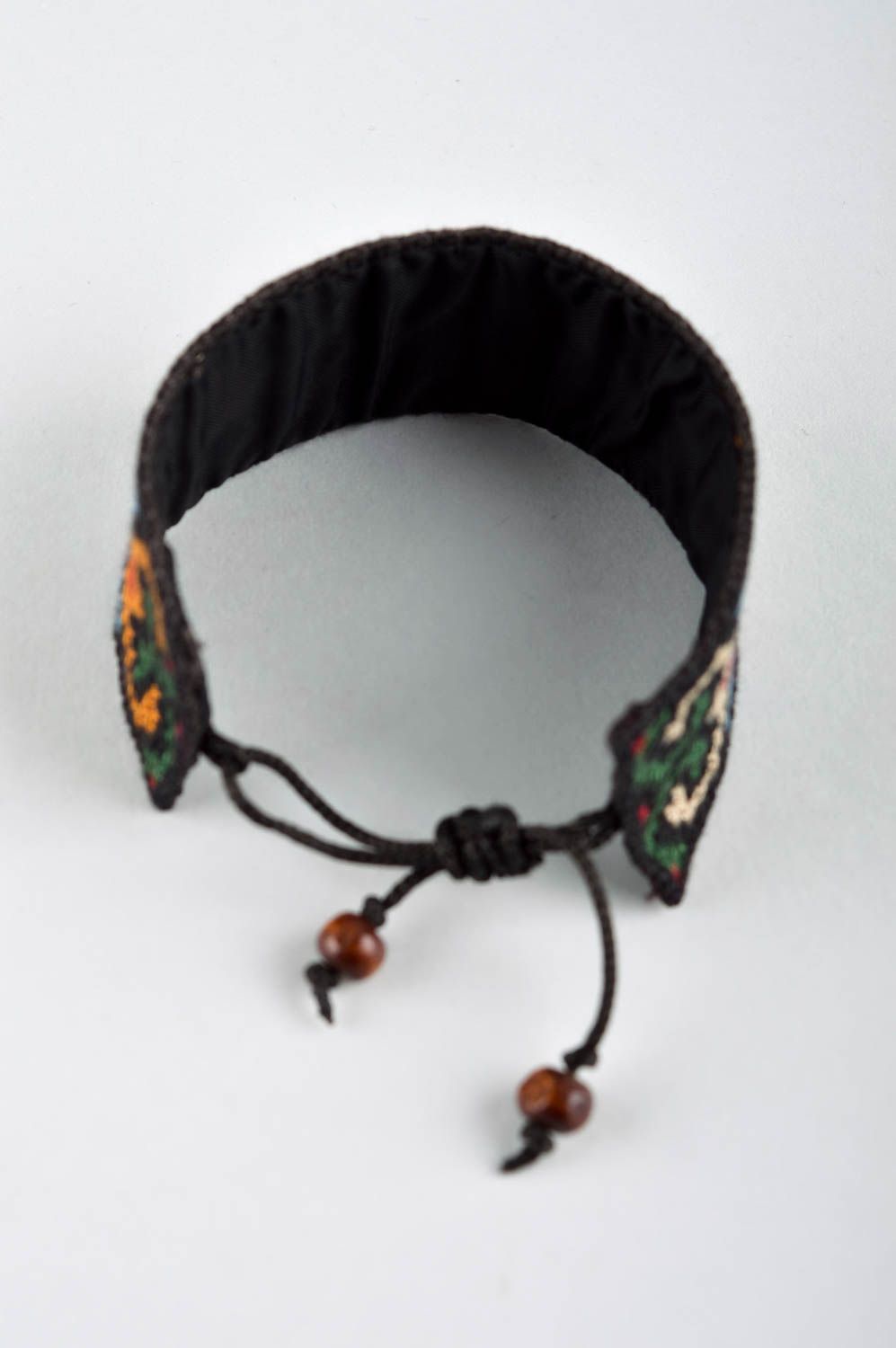 Bracelet textile Bijou fait main brodé large de style ethnique Accessoire femme photo 4