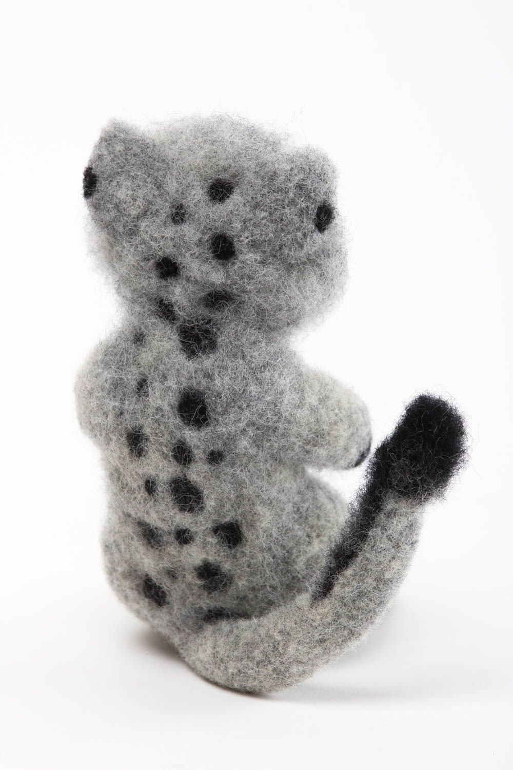 Handmade Tier gefilzt natürliches Spielzeug Katze Kuscheltier schön grau foto 4