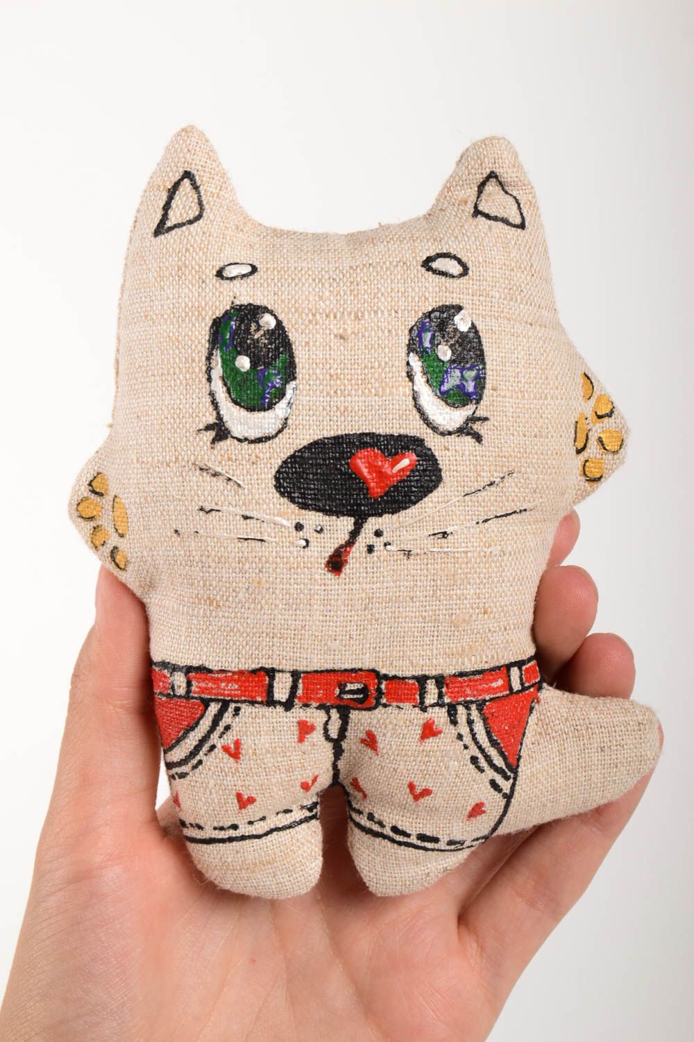 Handmade Kuscheltier Katze verliebt Stoff Spielzeug Geschenk für Kinder foto 3