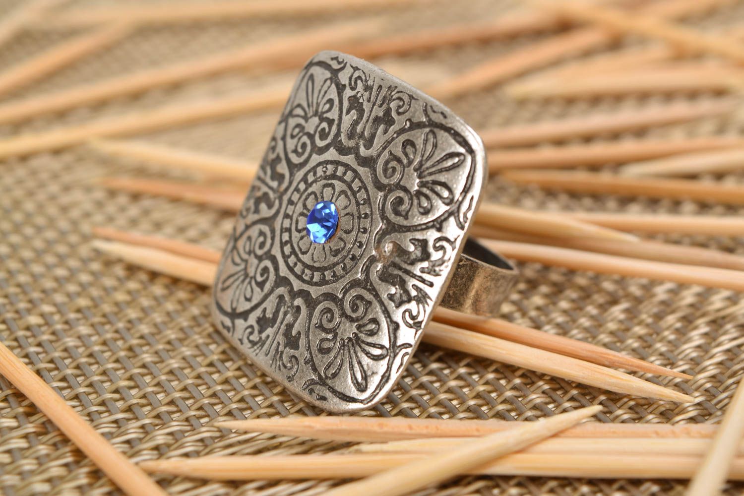 Beautiful ethnic handmade metal ring photo 1