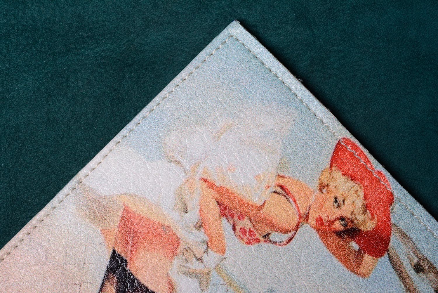 Handmade leather passport cover in pin up style photo 4