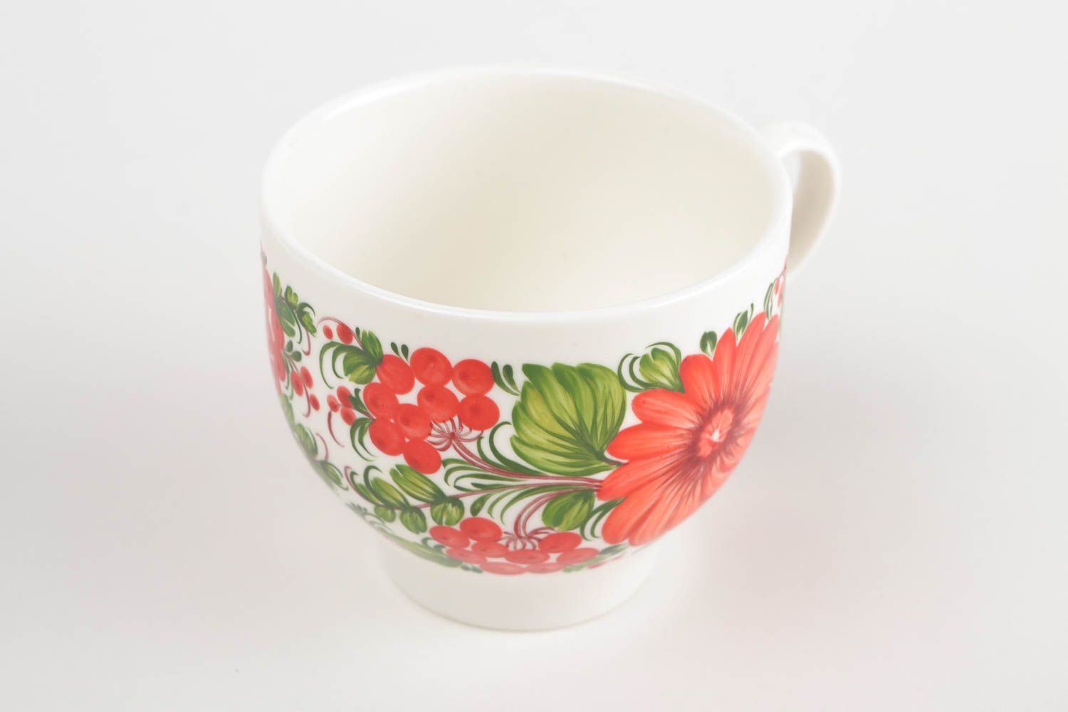 Tasse à thé fait main Mug original 22 cl blanc rouge peinte Vaisselle design photo 5