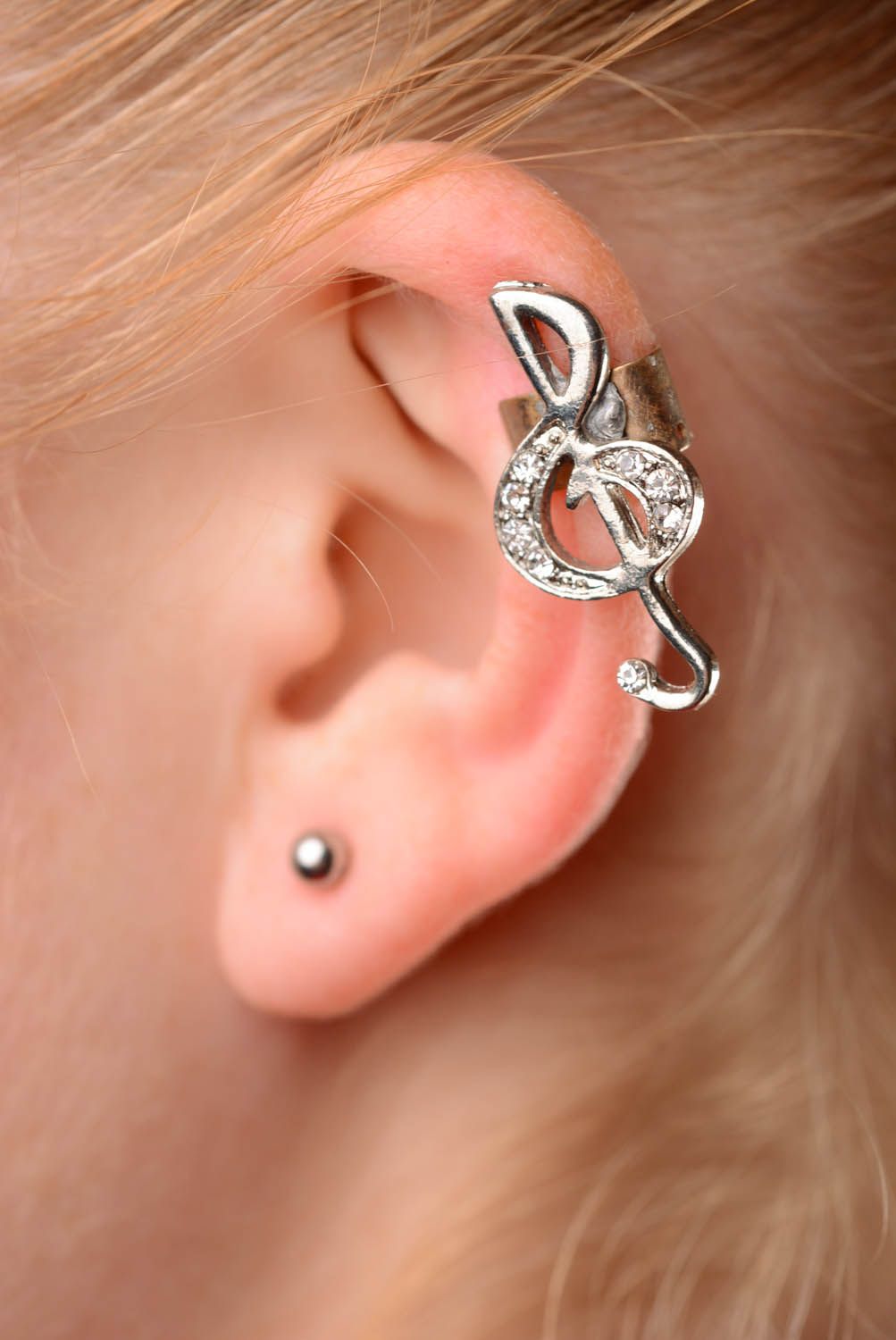 Steel cuff earring Treble Clef photo 3