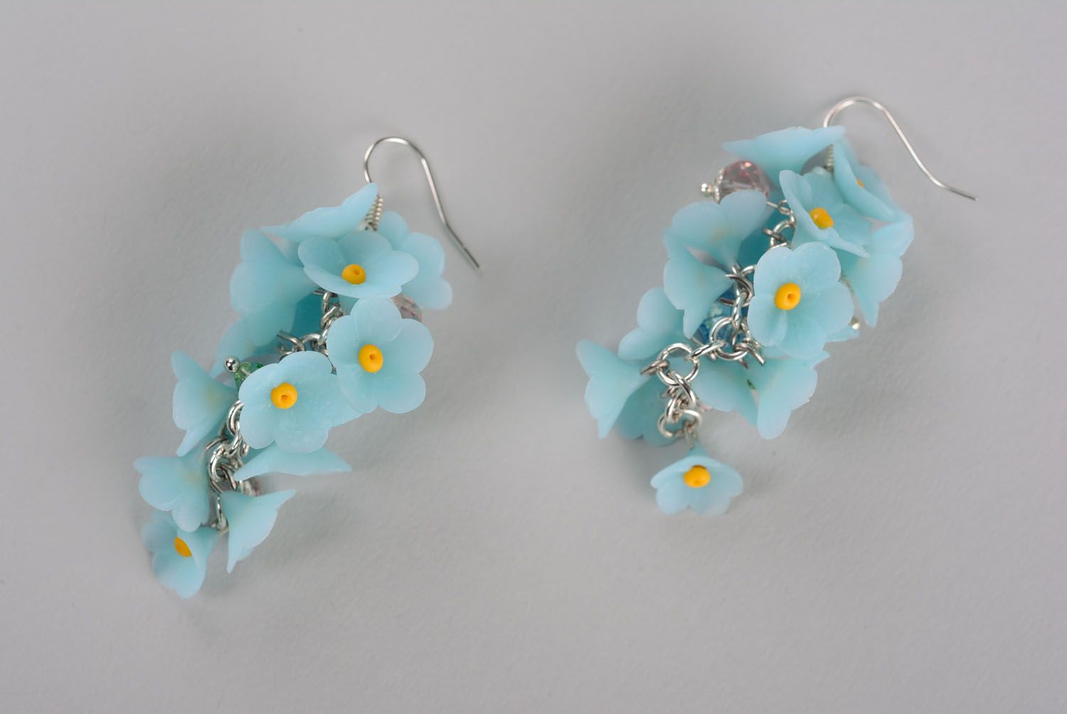 Polymer clay earrings Forget-Me-Nots photo 1