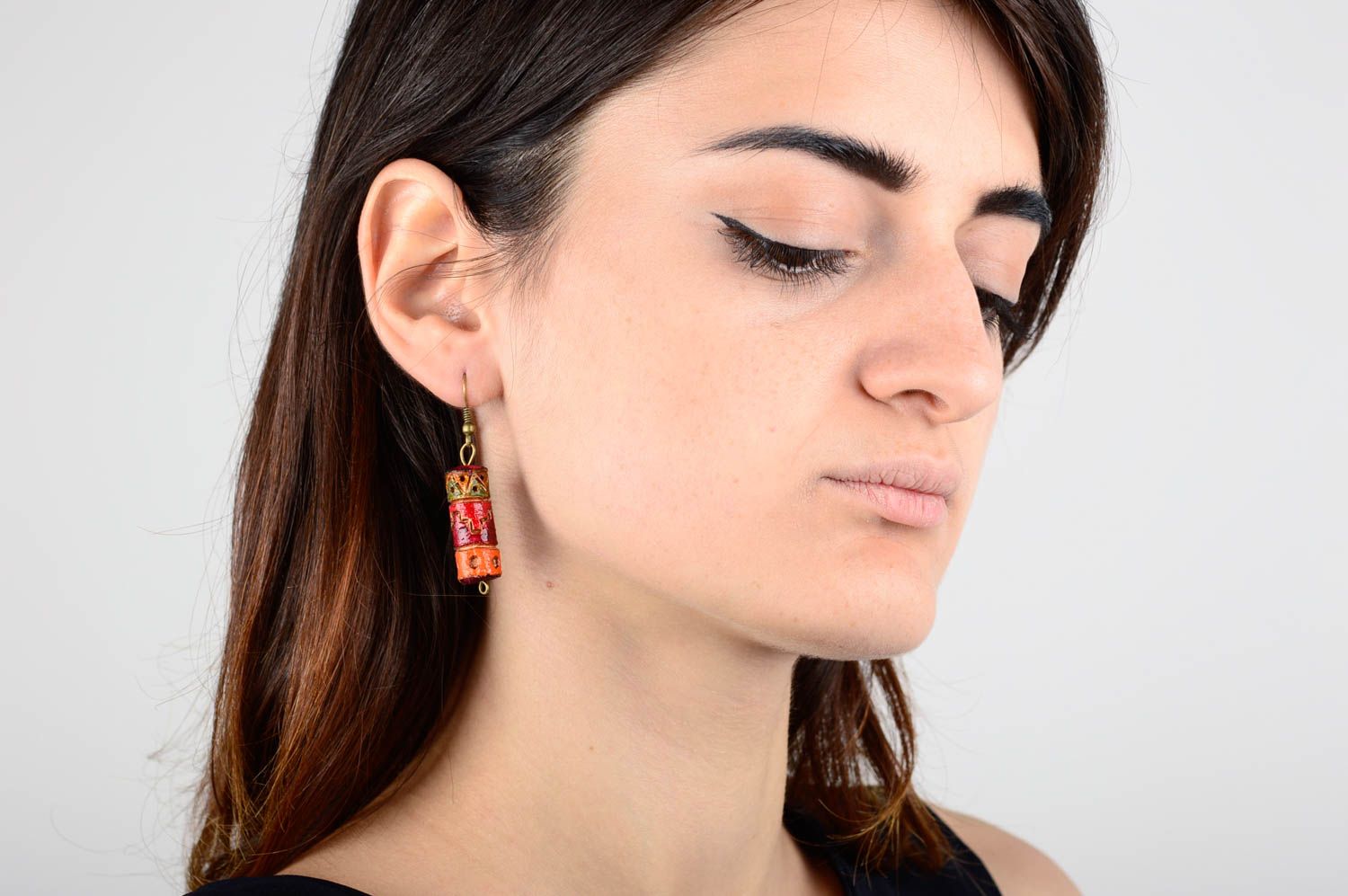 Boucles d'oreilles céramique Bijou fait main ethnique Accessoire femme photo 5