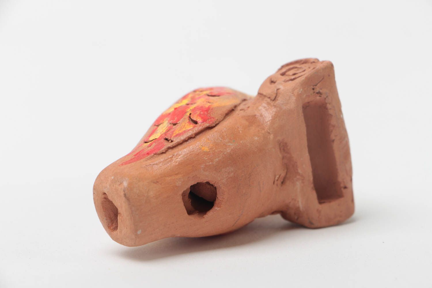 Ceramic handmade designer beautiful whistle with painting Bird photo 4