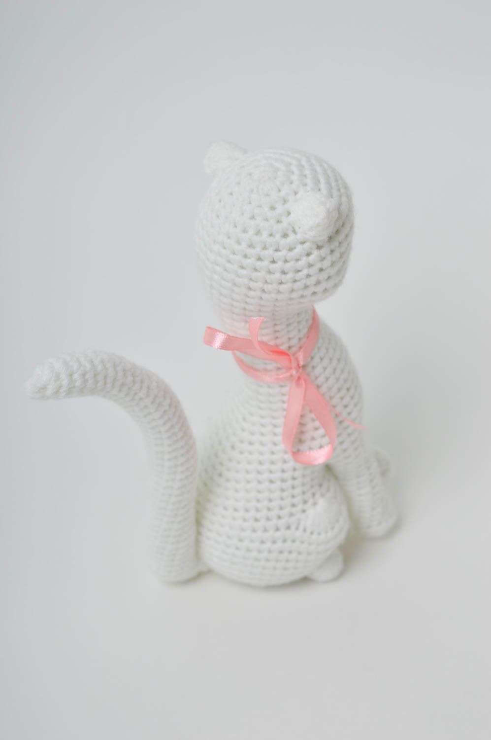Игрушка ручной работы мягкая игрушка кошка детская игрушка белая красивая фото 5