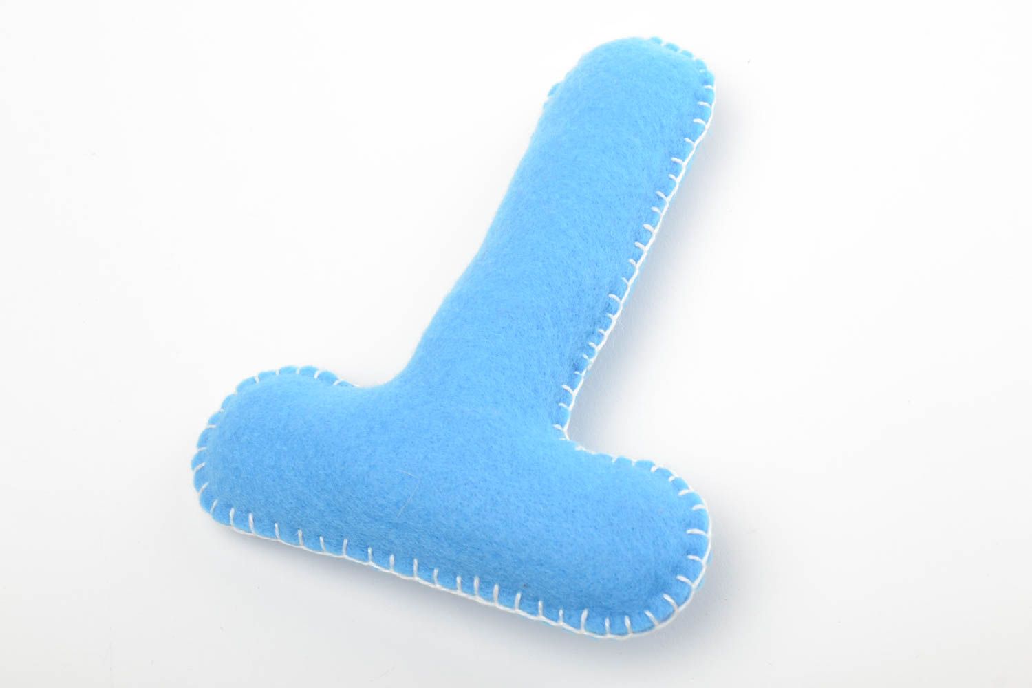 Letra decorativa de fieltro artesanal blanda azul juguete educativo T foto 3
