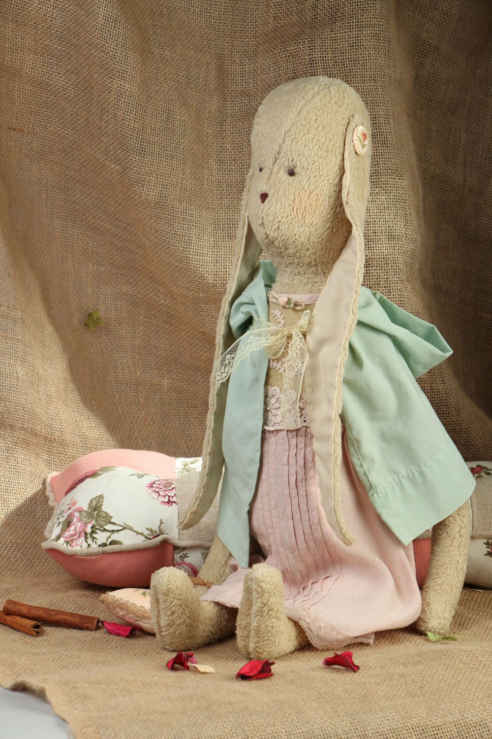 Handgemachtes Kuscheltier Vintage Hase foto 5