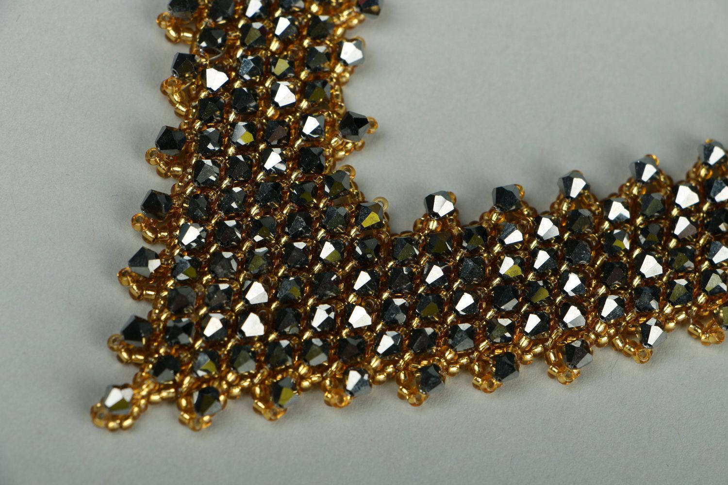 Triangular necklace made of czech beads photo 2