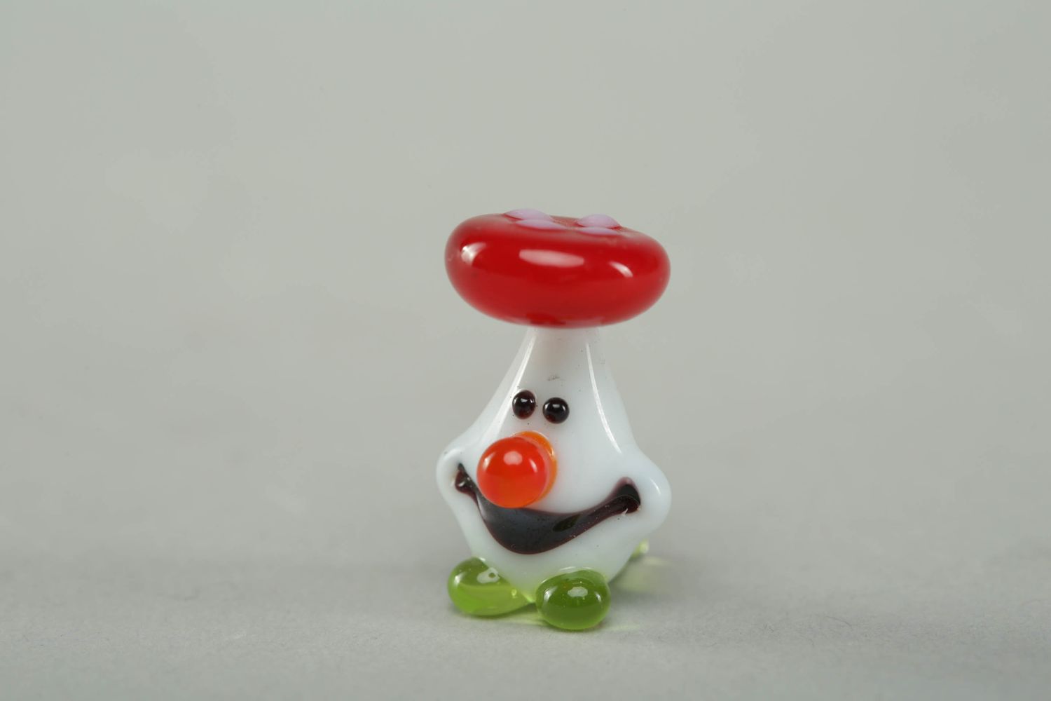 Funny glass figurine made using lampwork technique Mushroom photo 1