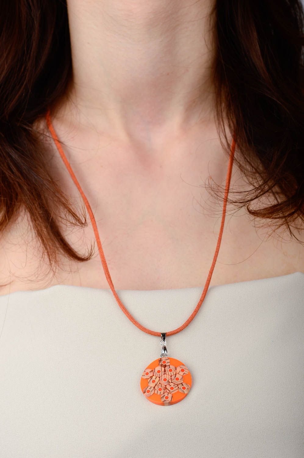 Colgante hecho a mano bisutería de moda redonda naranja accesorio de moda foto 2