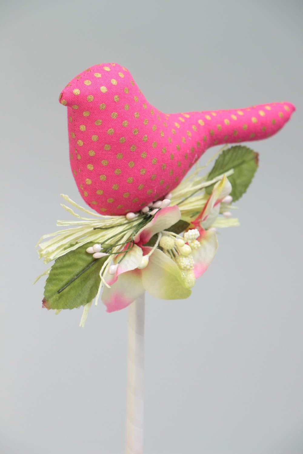 Beautiful designer handmade cotton and sisal topiary with birds home decor photo 3