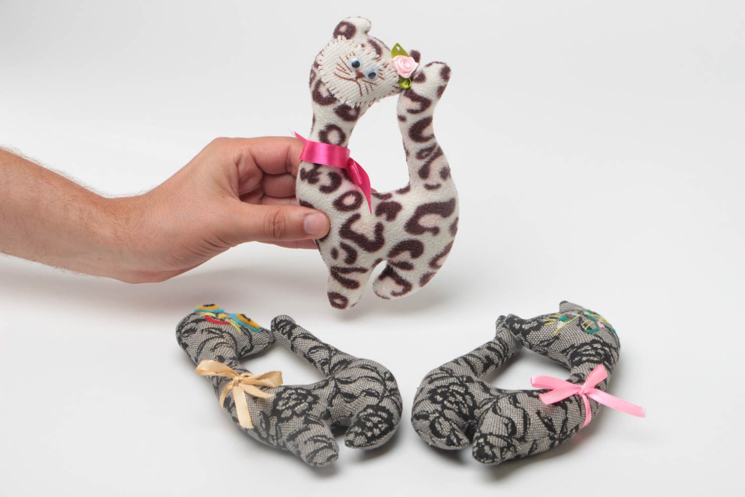 Set of handmade soft toys in the form of cats 3 pieces for door decoration photo 5