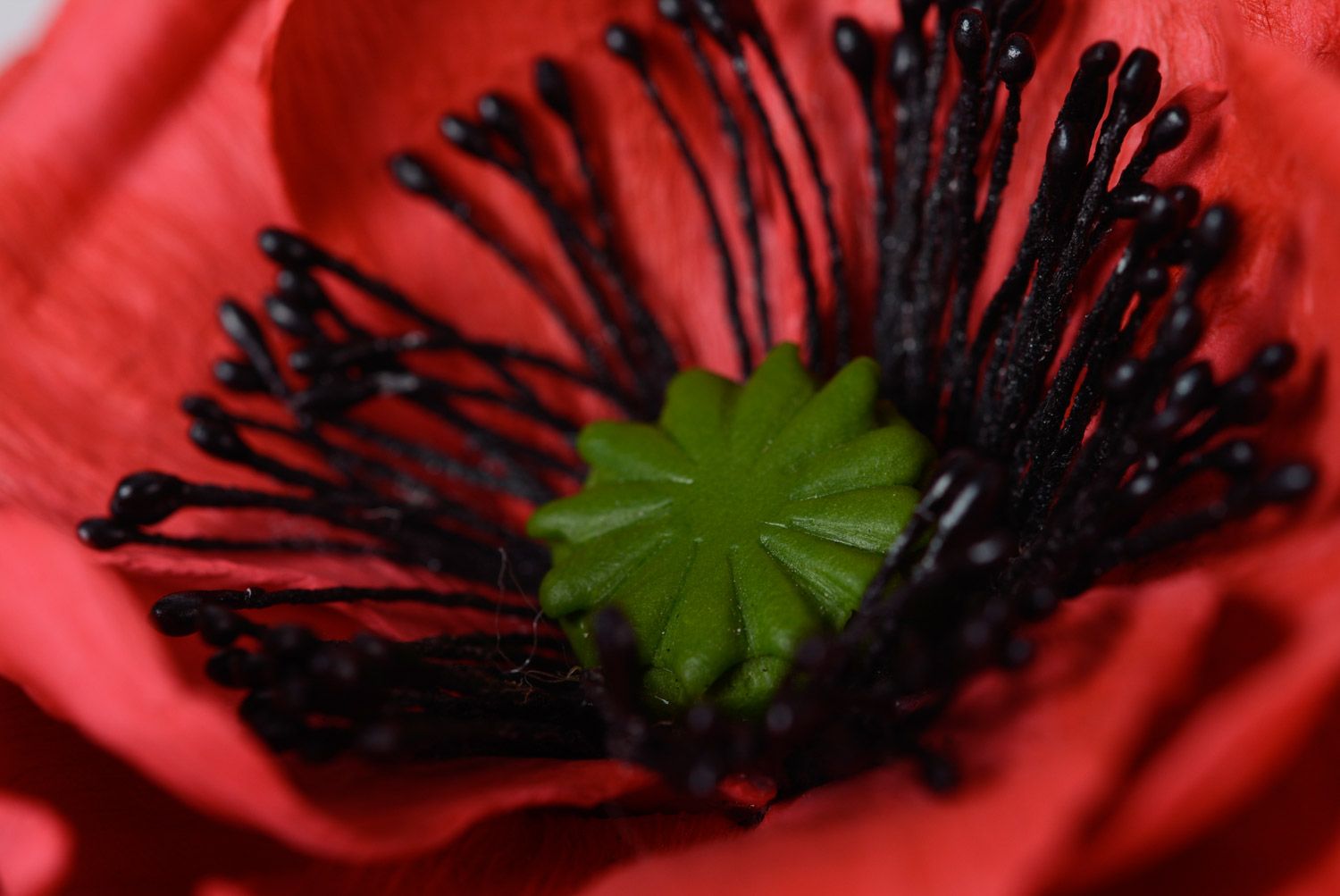 Barrette grande fleur rouge de coquelicot en foamiran faite main originale photo 2