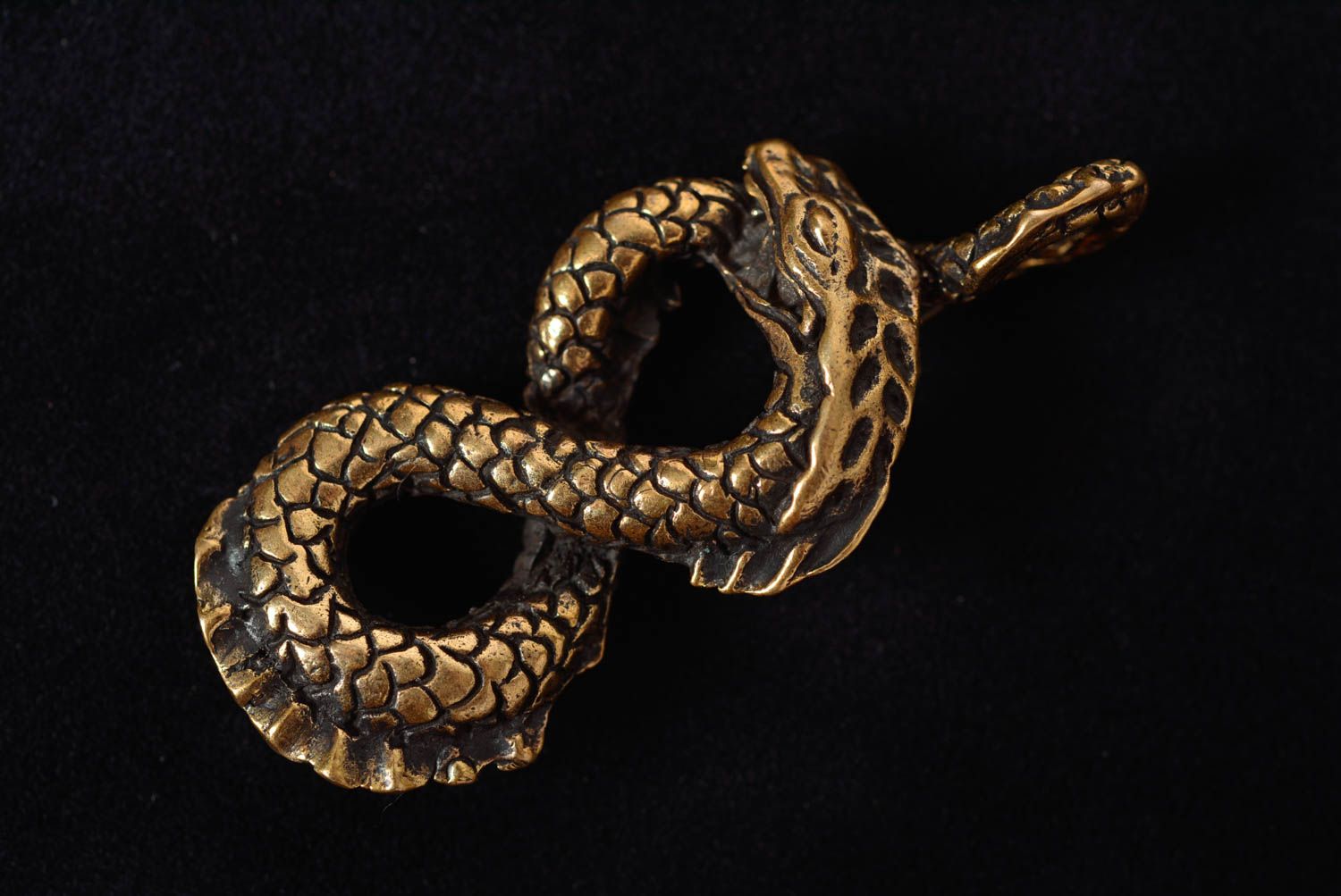 Beautiful handmade designer bronze neck pendant in the shape of snake Infinity photo 4