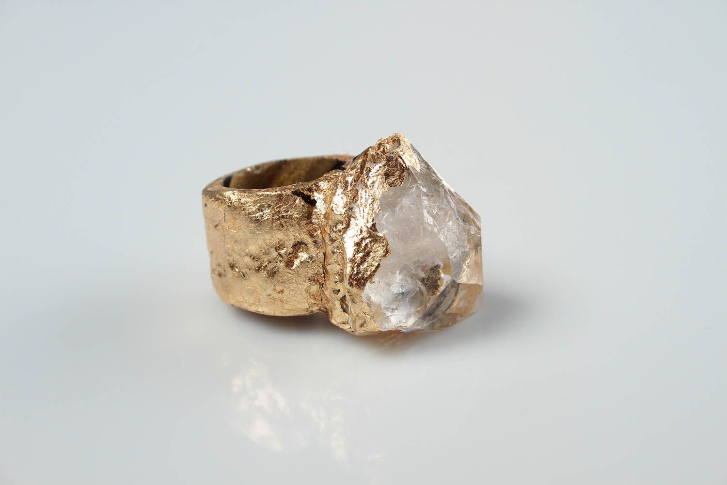 Кольцо ручной работы украшение из полимерной глины украшение кольцо с хрусталем фото 3