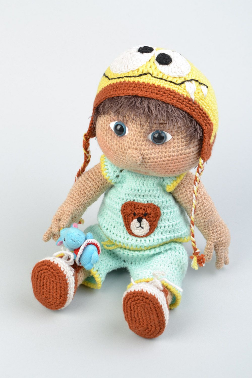 Nette gehäkelte Puppen handmade Mädchen und Junge Künstler Spielzeuge für Kinder  foto 4