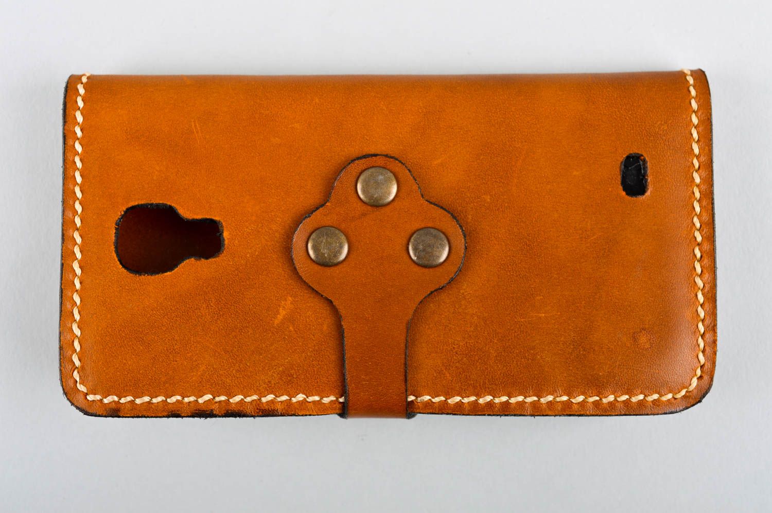 Чехол на телефон хэнд мэйд аксессуар для смартфона кожаный чехол коричневый фото 3