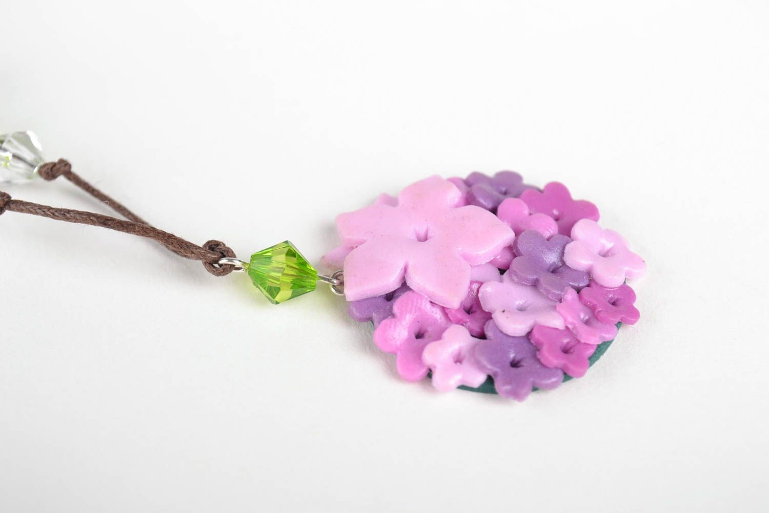 Polymer clay pendant floral handmade accessory necklace present for woman photo 4