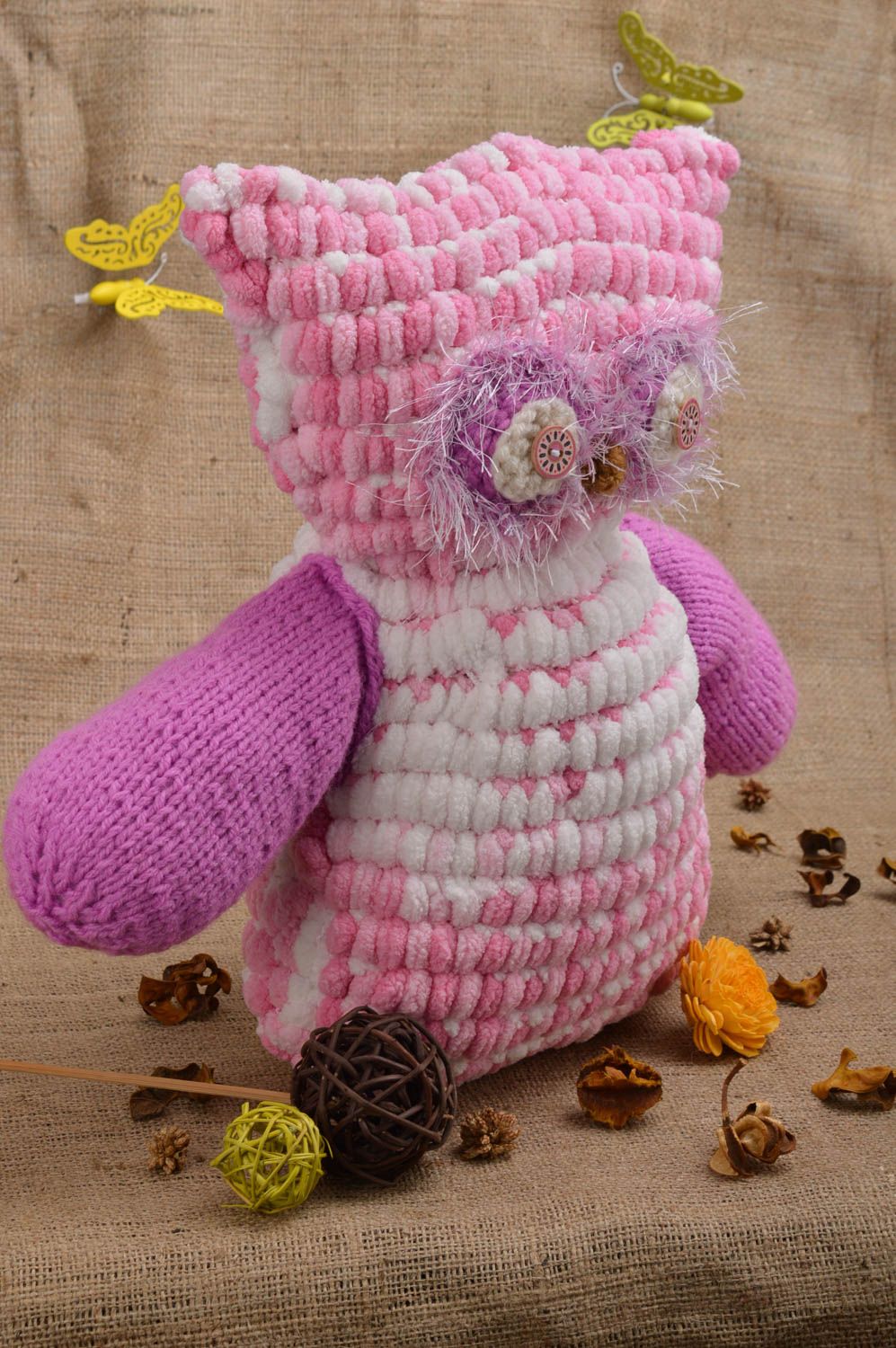 Jouet hibou Peluche faite main Déco maison tricoté au crochet cadeau mignon photo 1