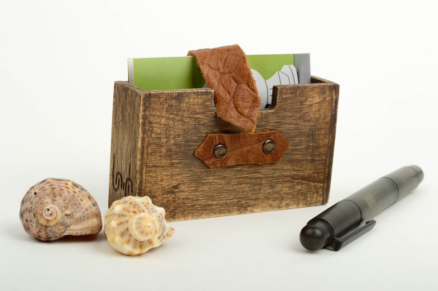 Caja de madera artesanal para tarjetas elemento decorativo regalo original foto 1