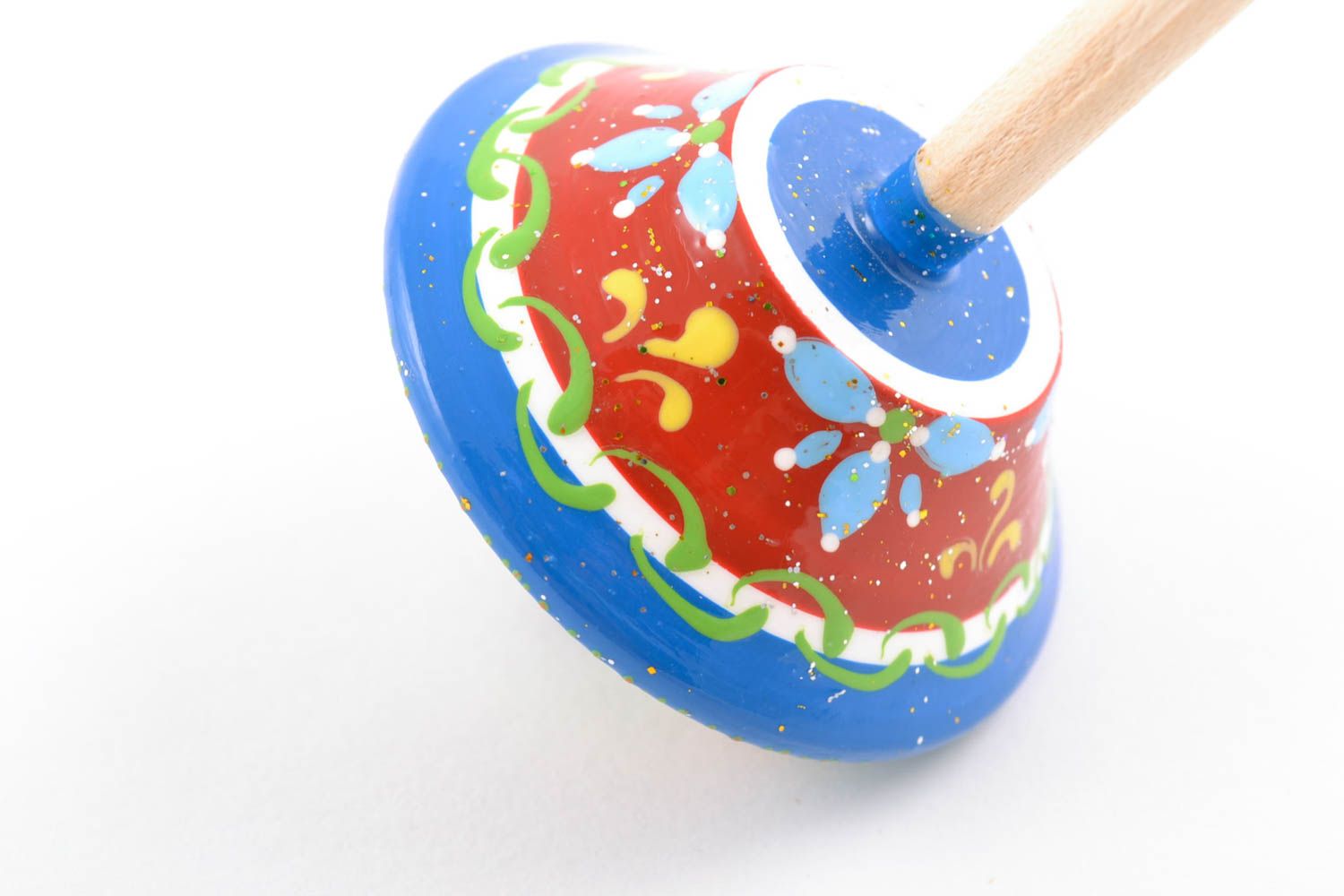 Small colorful handmade wooden spinning top for children educational toy photo 5