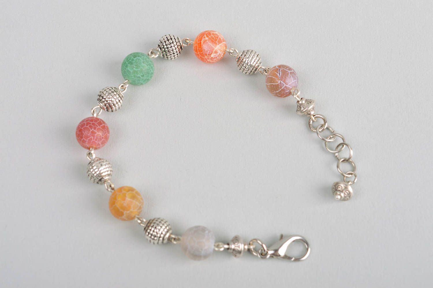 Handmade gemstone bead bracelet metal bracelet handmade accessories for girls photo 5