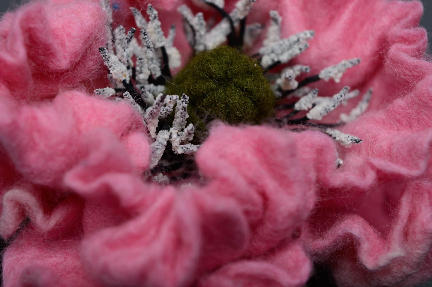 Wool felted brooch in the shape of large flower photo 2