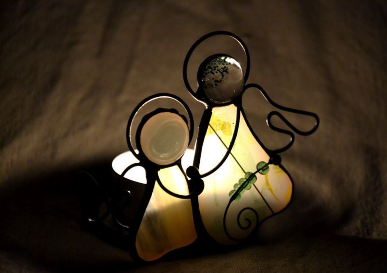 Stained glass candlestick Angels' love photo 2