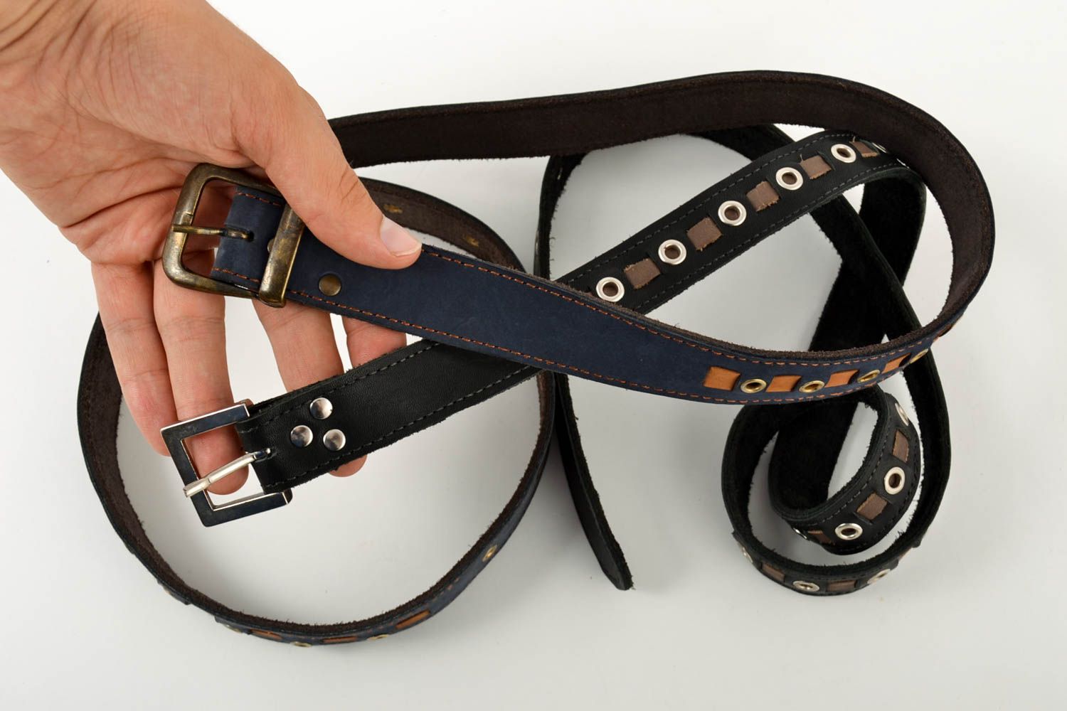 Cinturón de cuero hecho a mano ropa masculina inusual accesorio de moda foto 4