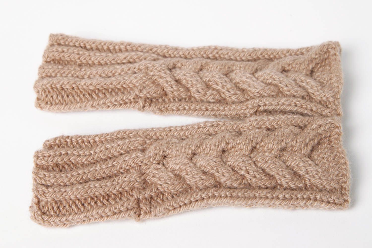 Handmade braune Damen Stulpen Winter Accessoires Handschuhe ohne Finger  foto 8