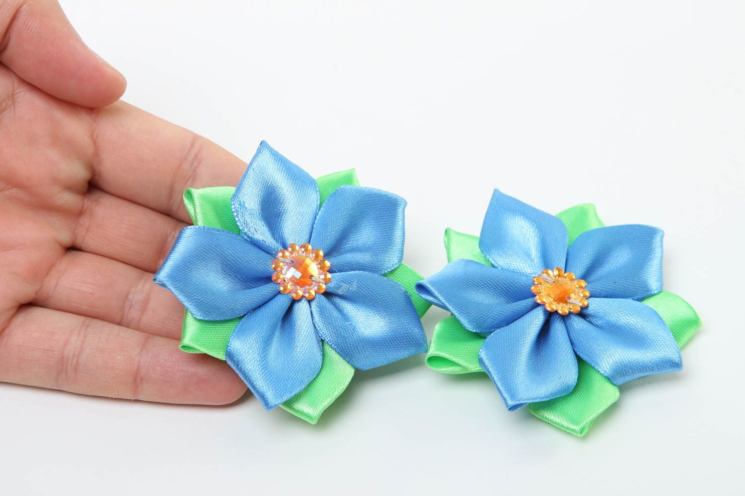 Handmade hair clips 2 flower hair clips girls hair accessories kids gifts photo 5