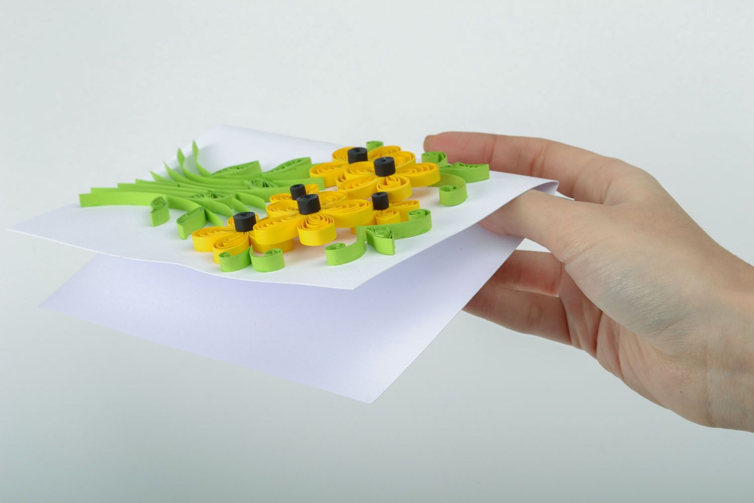 Carte de voeux paperolles avec fleurs jaunes  photo 4