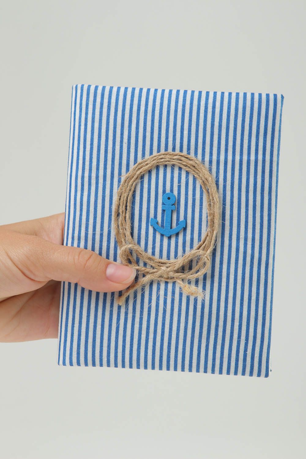 Handmade Geschenk für Frauen Mode Accessoires Notiz Buch blau gestreift schön foto 4