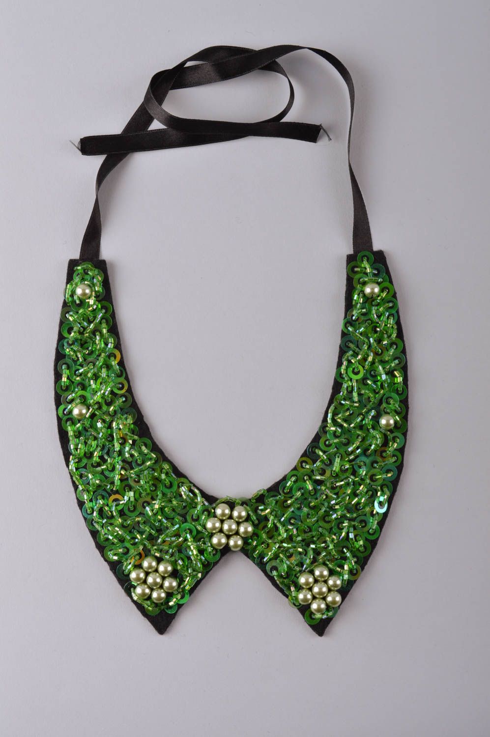 Handmade Modeschmuck Collier abnehmbarer Kragen Accessoire für Frauen grün foto 2