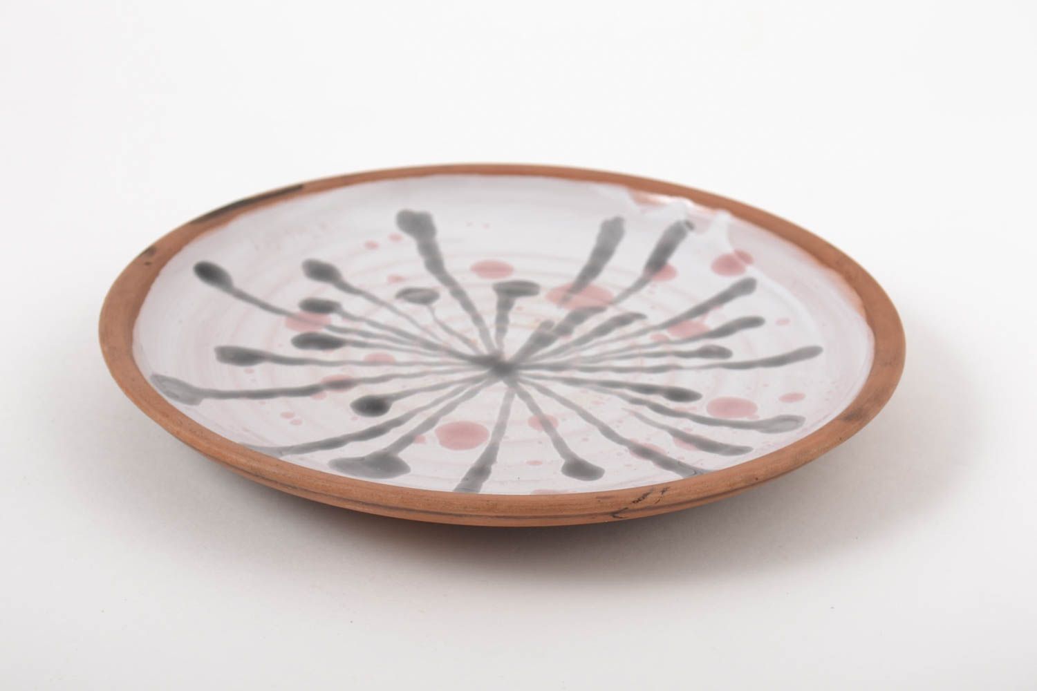 Керамическая тарелка посуда ручной работы экологическая глиняная посуда всплеск фото 3