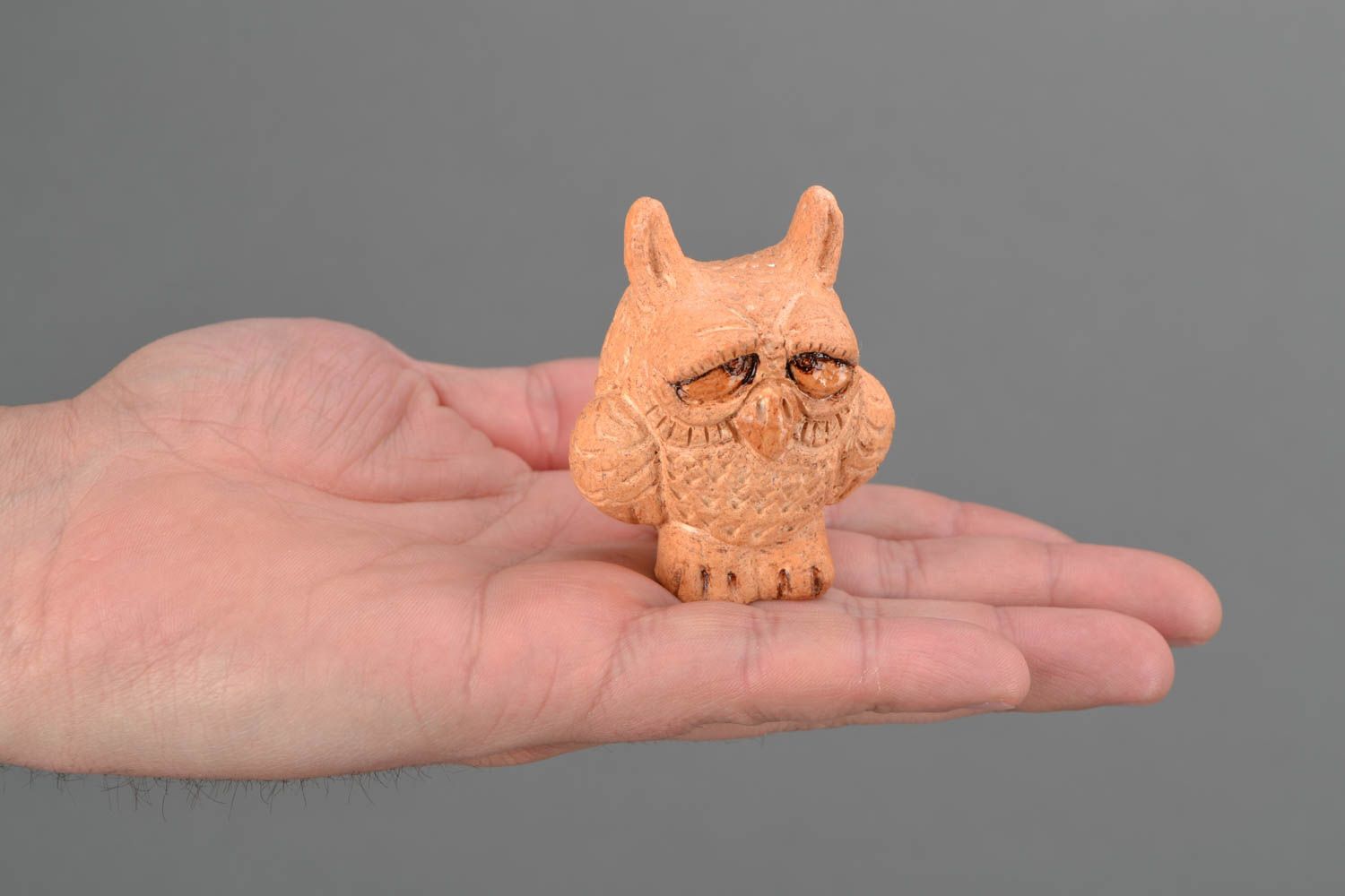Clay figurine of owl photo 2