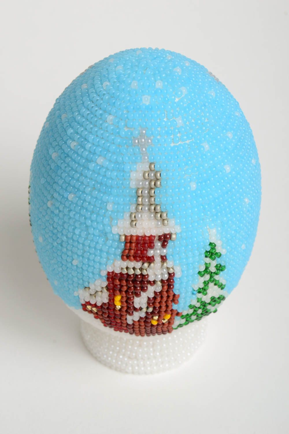 Пасхальное яйцо пасхальный декор подарок на Пасху яйцо из бисера деревянное фото 5