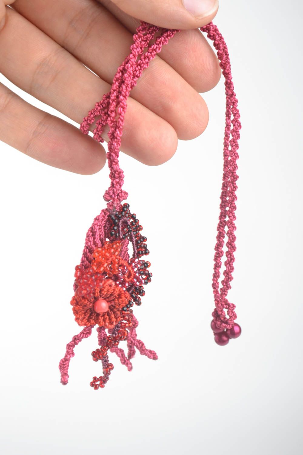 Handmade macrame woven necklace designer accessories present idea for girls photo 5