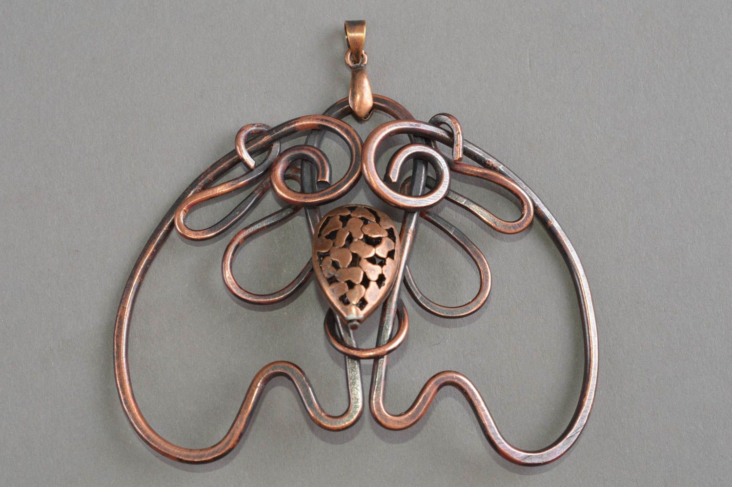 Handmade jewelry copper pendant unusual accessory best gift ideas for women photo 2