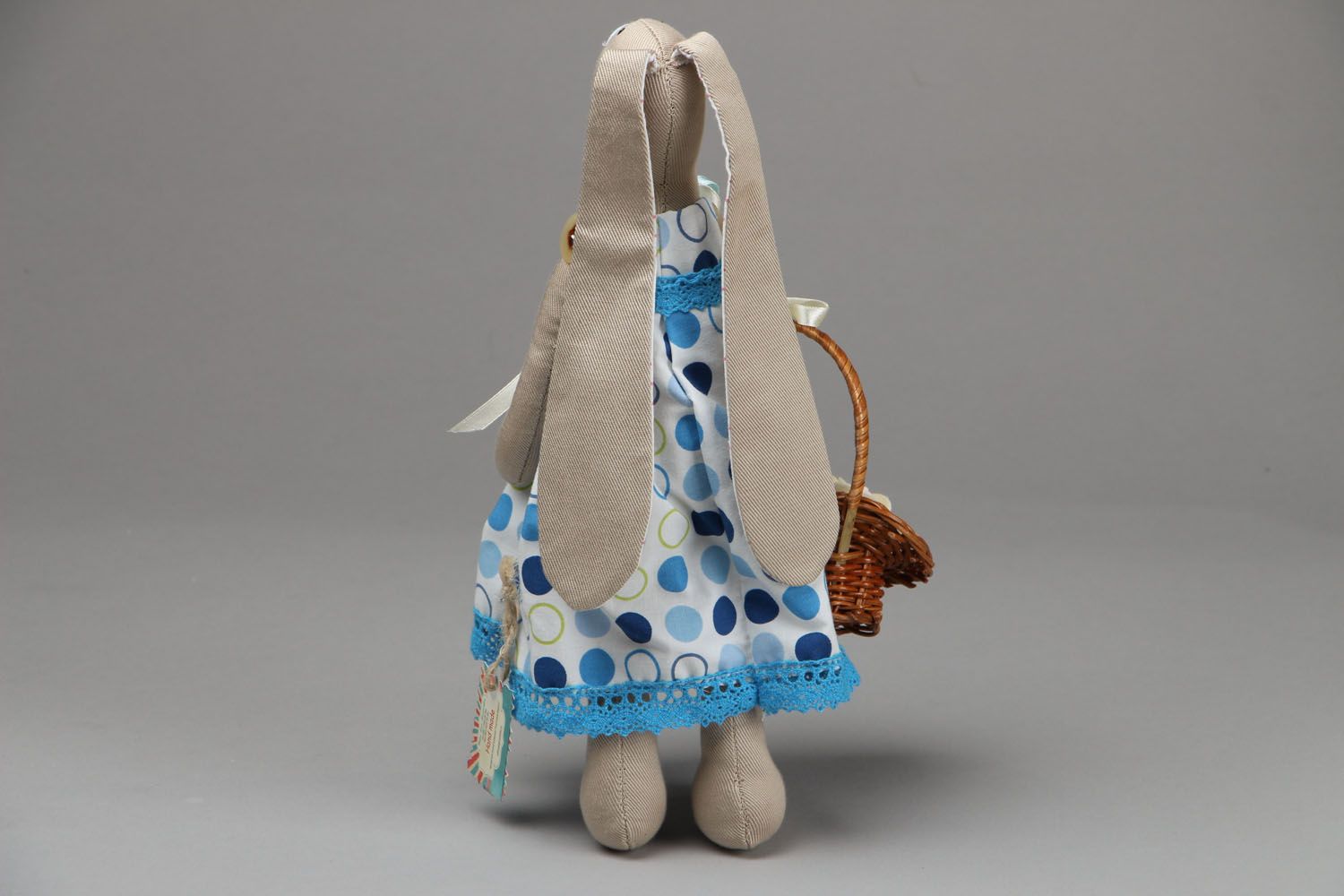Soft doll Hare with Bast Basket photo 3