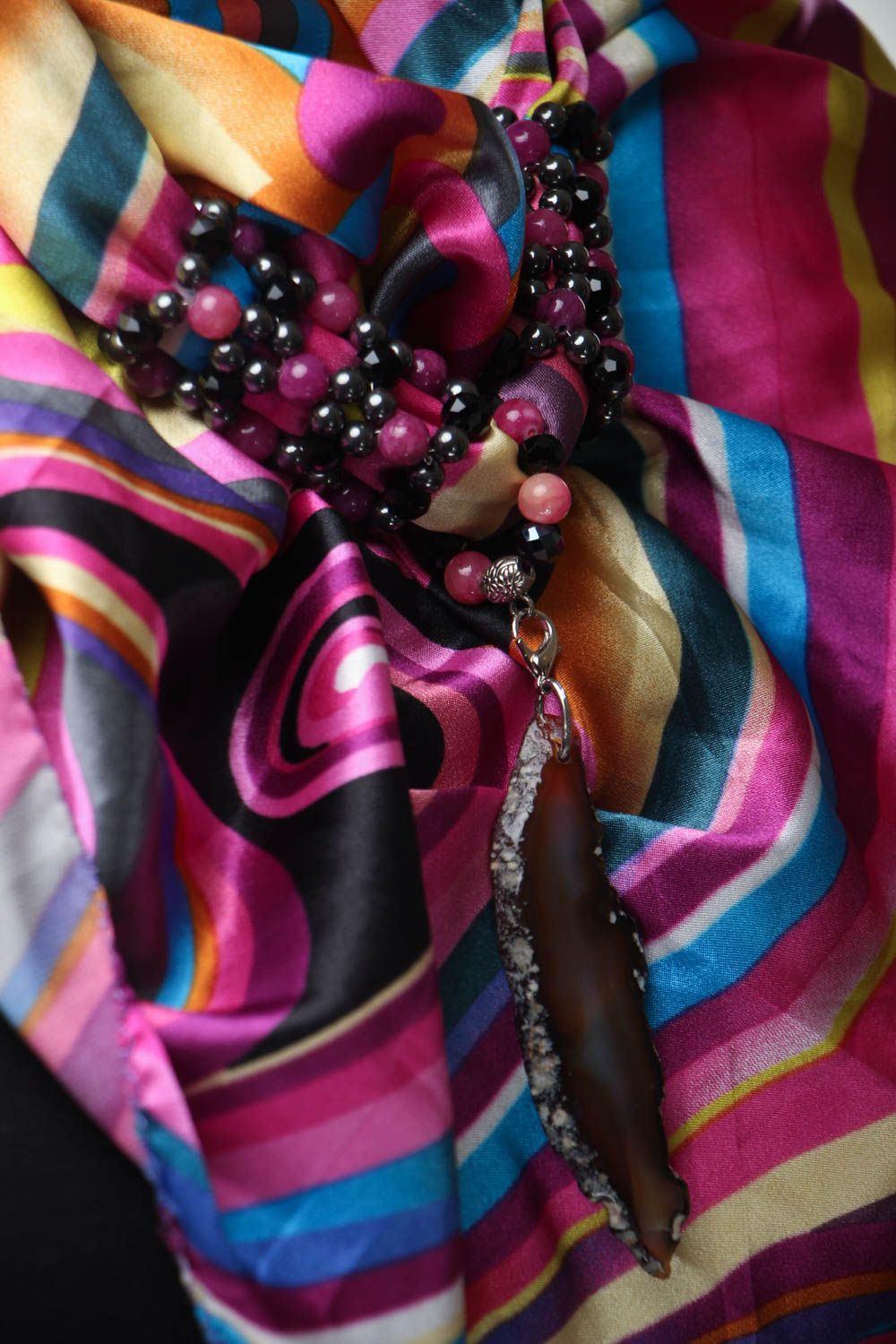 Silk scarf with charm photo 2