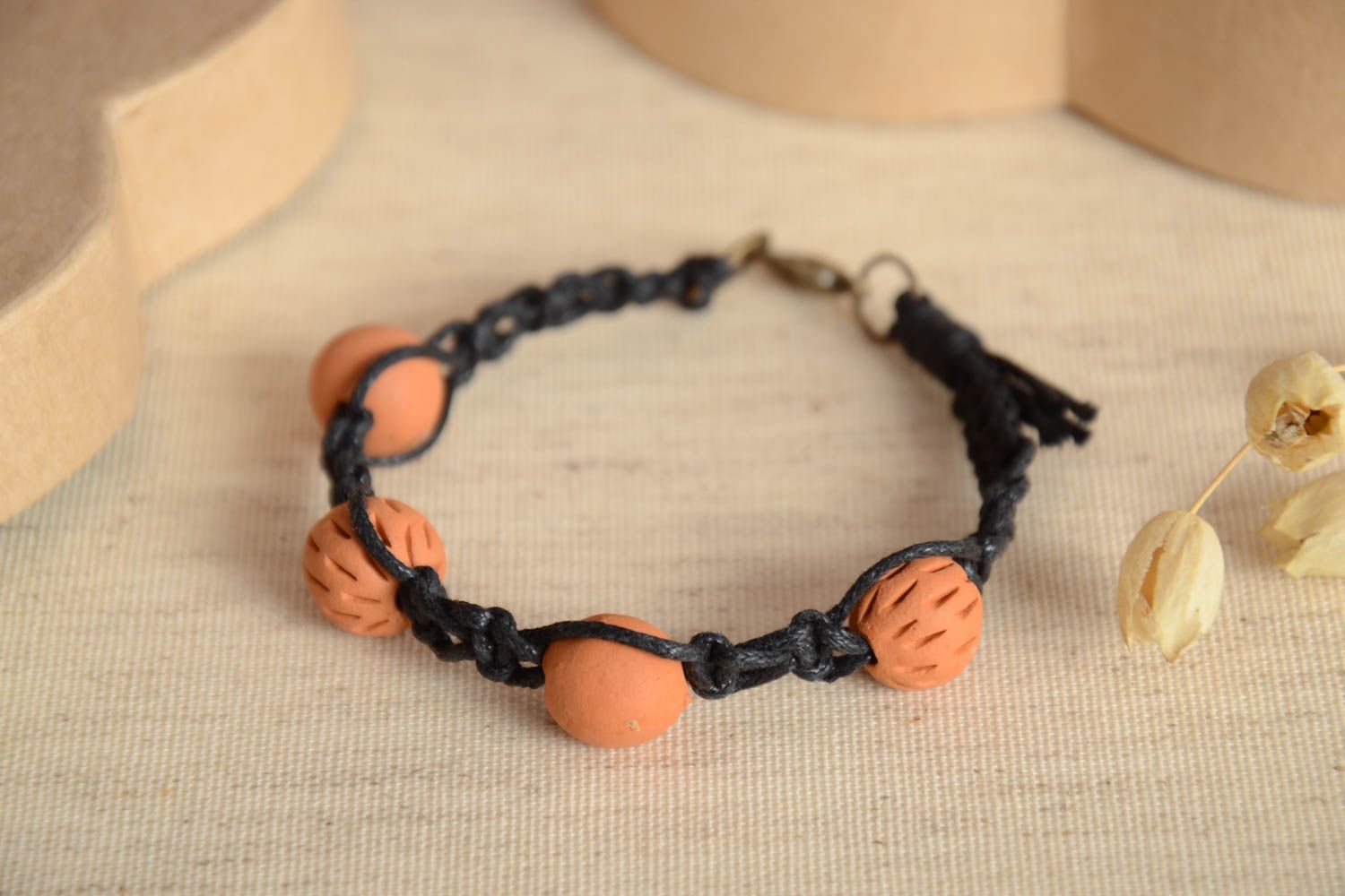 Stylish handmade woven cord bracelet ceramic bracelet fashion accessories photo 2