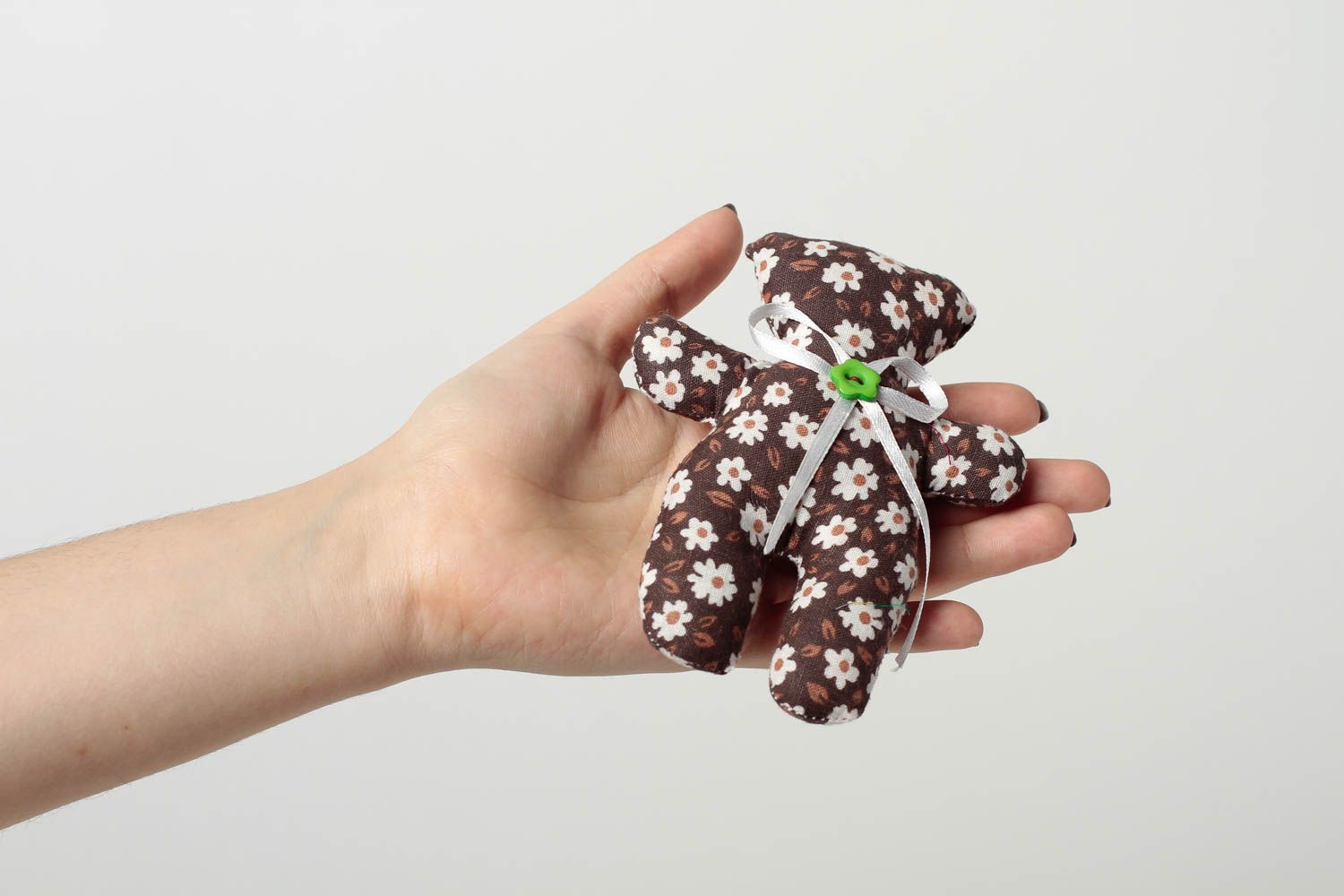Petite Peluche ours Jouet fait main en tissu à motif floral Cadeau enfant photo 2